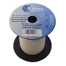 Stens 145-604 Diamond Braid Starter Rope, Heavy-Duty Rope for Weed Eater and Larger 2-Cycle Engines, Strong Rope, Low Stretch, OEM Pull Cord Replacement - 1/8" Diameter, 100' Length, 4 Size (White)