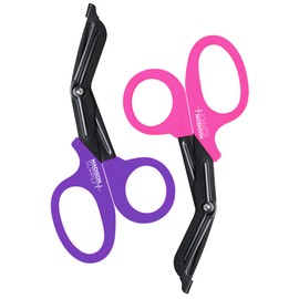 Madison Supply Medical Scissors, EMT and Trauma Shears - 7.5 Inch Quality Stainless Steel Bandage Scissors - Fluoride-Coated with Non-Stick Blades - 2 Pack (Pink/Purple)
