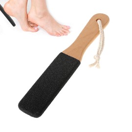 Dual-Sided Foot File with Black Sanding Surface -Pumice Stone Exfoliating Pedicure Rasp Foot Scrubber with Wooden Handle, Remove Hard Dead Skin Callus Dry Rough Cracked Corn Feet in Shower(Size:1)