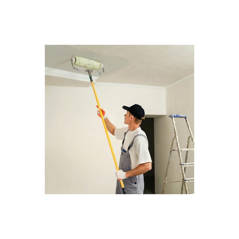 QWORK Aluminum Alloy Adjustable Paint Roller Frame for Large-Scale Projects,