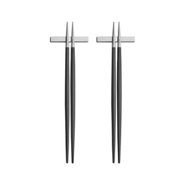 Cutipol GOA Black/Matte Silver Chopsticks Set GO29 2 Pairs with Presentation Box