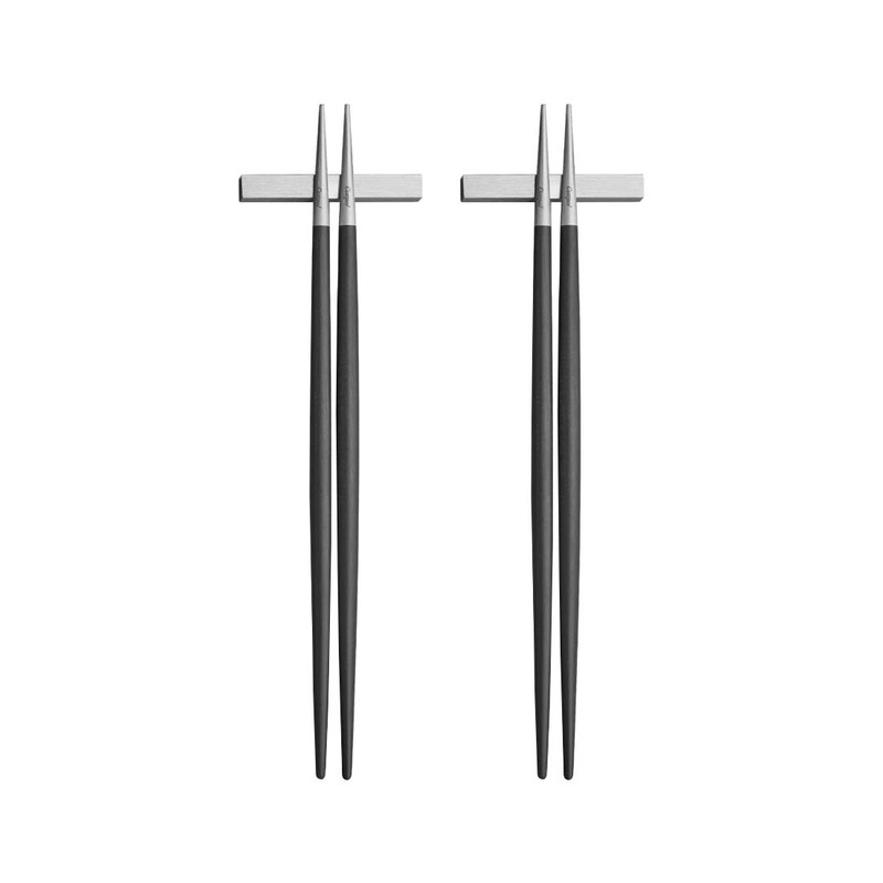 Cutipol GOA Black/Matte Silver Chopsticks Set GO29 2 Pairs with