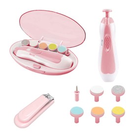 Limas de uñas bebés, tijeras de uñas para niños, tijeras de uñas para bebés eléctricas, cuidado de uñas, limas de uñas para bebés multifuncionales, adecuadas para bebés, niños, niñas y adultos. (Rosa)