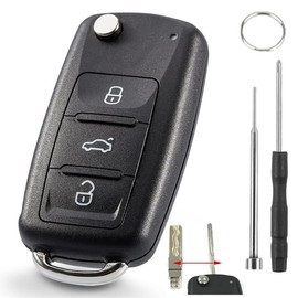 Chaexii Volkswagen key fob with pin removal tool, 3 buttons car key housing for VW Jetta Golf Skoda Transporter Seat Octavia Polo B5 Leon Touran MK6 Scirocco Passat Bettle key