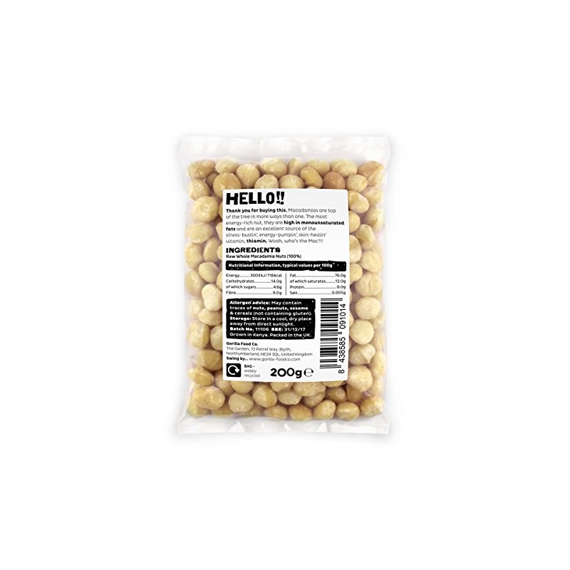 Gorilla Food Co. Macadamia Nuts Whole - 200g