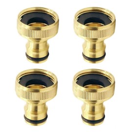 JZK 4 PCS 3/4 inch 3/4" tap Connector Brass Fittings for Hoses, Garden Hose Connector Attachment for Outside tap, Garden tap Fittings for Hose Pipe