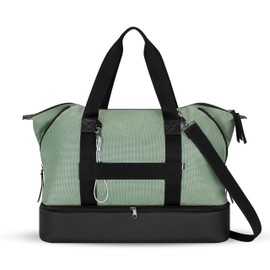 Sherpani Boston, Anti Theft Weekender Bags,Travel Duffel Bag for Women, Carry On Tote Bag with Removable Shoe Bottom Compartment, Metal Hardware, Travel Gift for Women, Polyester (Aloe Mist)