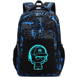 LEDAOU School Backpack Boys Teenager Girls School Bags Kids Backpacks Waterproof Lightweight School Bag Large for School Gifts, Sketch Blue Black