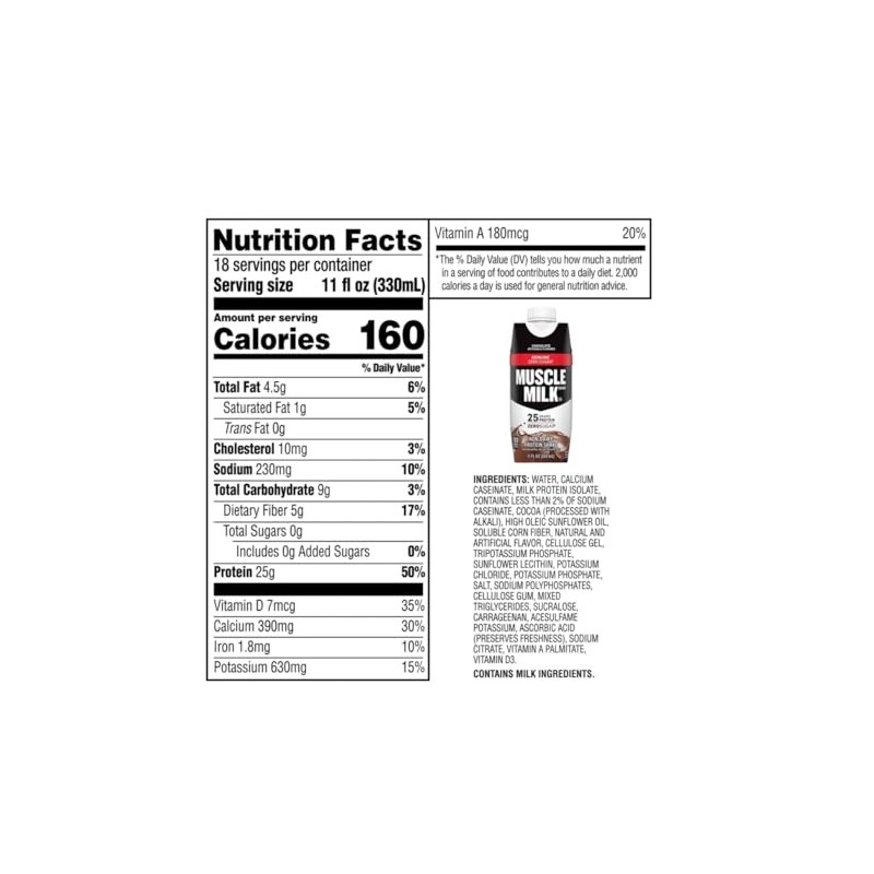 Muscle- Milk High Protein Chocolate Shake, 25g Protein, 11 fl