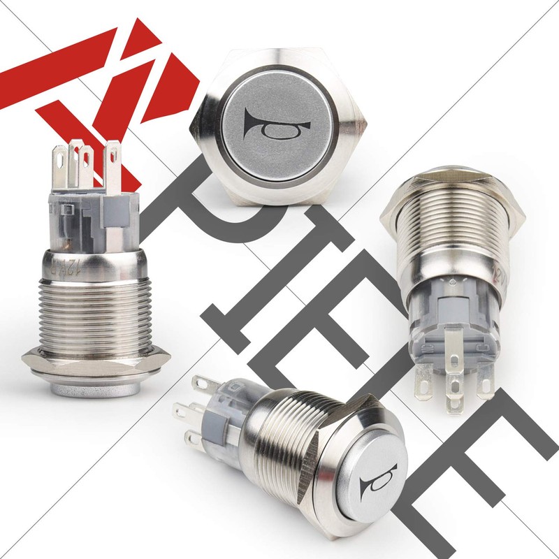 APIELE 19mm 12V Momentary Speaker Horn Push Button Toggle Switch