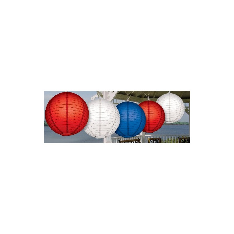 Grasslands Road Red White Blue Round 8-Inch Lantern Patio 5