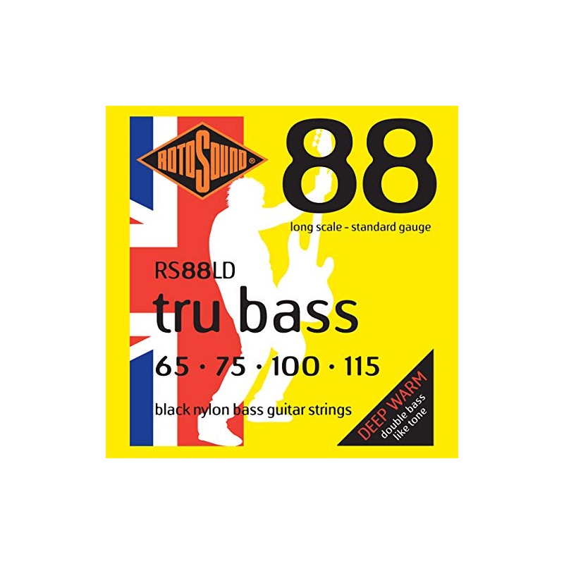 Rotosound RS88LD Black Nylon Standard Gauge Flatwound Bass Strings (65