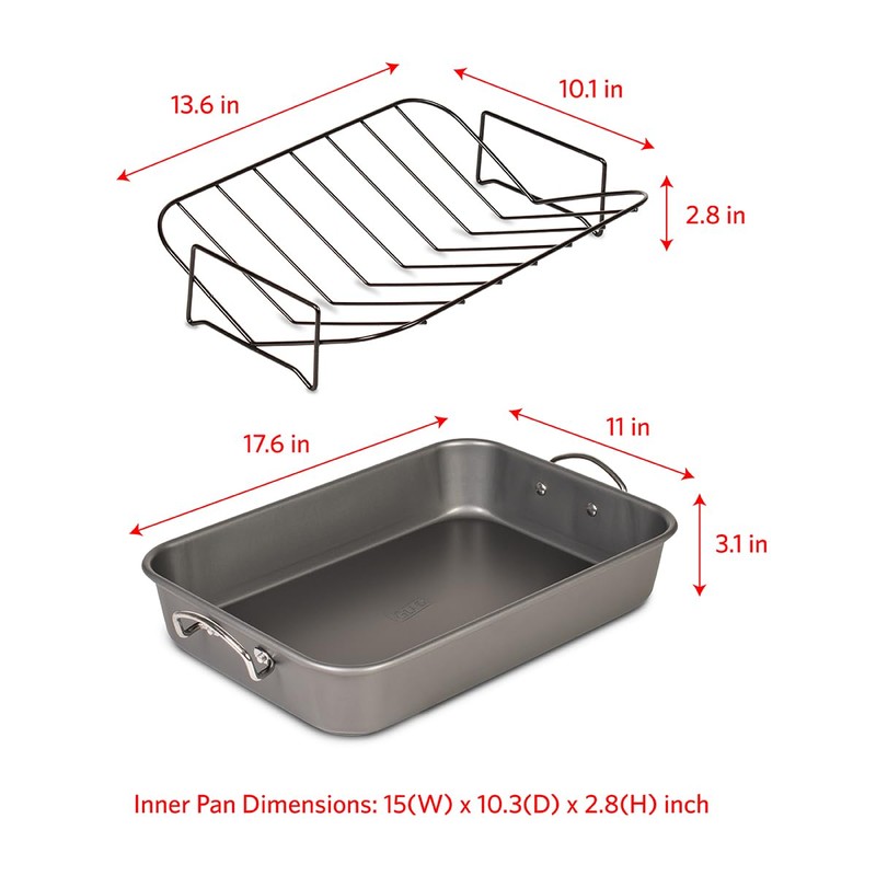 Glad Roasting Pan Nonstick 11x15 - Heavy Duty Metal Bakeware