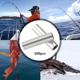 Create idea 500pcs Fishing Line Crimp Sleeves 1.2mm ID 8mm Long Single Barrel Crimp Sleeves Copper Crimp Sleeves for Sea Lure Boat Platform Fishing