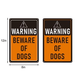2pcs Beware of Dog Sign Outdoor Metal for Fence, 8"x12" Reflective Dog Signs, Aluminum Dog Warning Sign, UV Printed Weatherproof Easy to Mount for Gate Door Yard