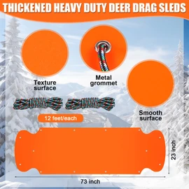 WinnerWhy Thickened Heavy Duty Deer Drag Sleds with 2 Rope, Dual Deer Drag Harness Strap, Hunting Equipment Accessories for Hauling Elk Turkeys Game Animals(Orange)