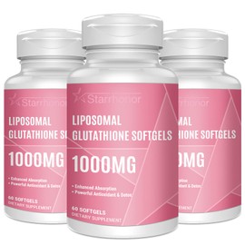 Starehonorr Liposomal Glutathione Softgels 1500MG, Reduced Glutathione Supplement with Vitamin C, Better Absorption, Non-GMO Powerful Antioxidant for Healthy Aging, Detox, Immune Health, 180 Softgels