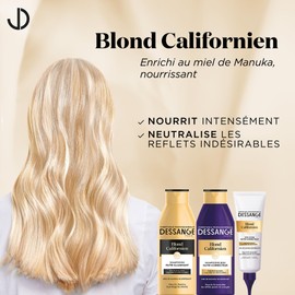 Dessange - Shampooing Bleu Nutri-Correcteur - Pour Cheveux Blonds Colorés ou Décolorés - Blond Californien - 250 ml
