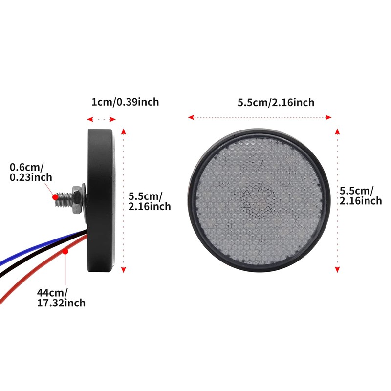 Aoling Reflector, Round, Red, Motorcycle, Car, Truck, Tractor, Bicycle, Universal,