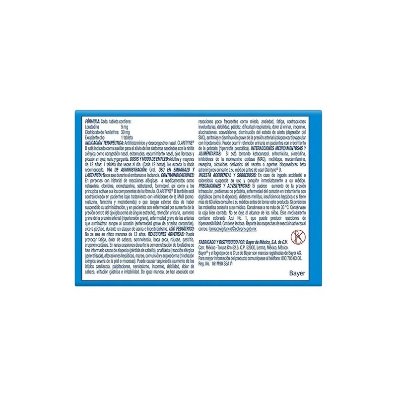 Clarityne D Tableta De Liberación Prolongada 30 Mg/5 Mg, 10