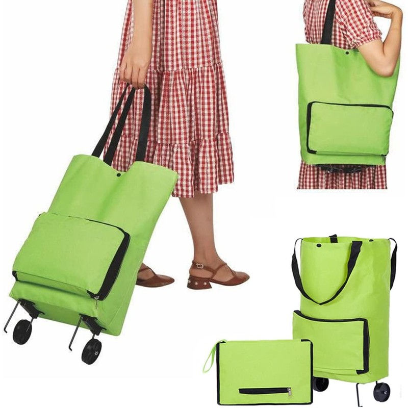 Carrito de Compras Plegable, Carrito de Mandado con Ruedas Bolsa