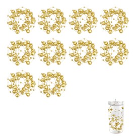QIANCAIWANG 10 Pack Pearl String for Floating Candles Centerpiece, Artificial Pearl String for Table Decoration, Vase Fillers, Wedding, Party Décor (10, Gold)