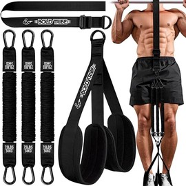 BOLD TRIBE - Bandas De Asistencia para Dominadas - Correa De Nailon Ajustable para Barra - 3 Bandas Elásticas - Hebilla De Acero - Entrenamiento En Casa Y Gym