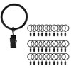 D-buy 30 Black Curtain Rings with Clips, 1.5 Inch Metal