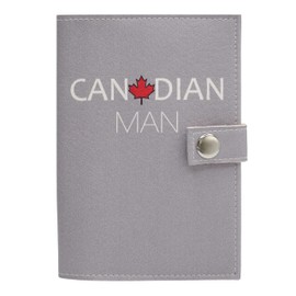 Canada Fashion Passport Wallet Premium Bonded Leather Travel Cover Credit Card Holder Buttons (Canadian Man Grey)