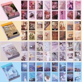 SANNIX Collage Material Stickers, 200 Sheets (4 Books), Flake Stickers, Collage Notebook, Stickers, Large Quantity, Material Paper, Notebook Stickers, Scrapbooking, DIY, Nature Stories