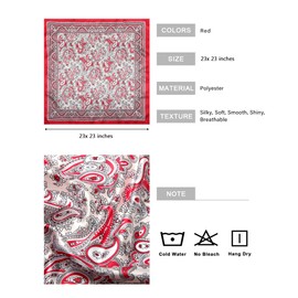 AWAYTR 23” Satin Bandanas for Women Head Scarf Like Silk Scarf for Hair Scarf Satin Neck Scarf Silk Hair Bandana Headscarf