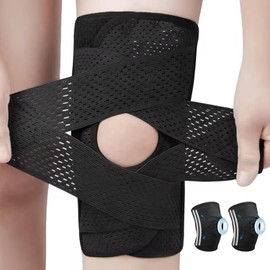 2Pcs Rodilleras Deportiva Transpirables, Rodillera Ortopedica con Estabilizadores Laterales, para Proteger La Banda Rotuliana, Ideal Correr, Soporte,Gym Mujer, Basquetbol, Voleibol (L)