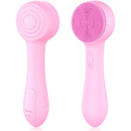Facial Cleansing Brush Silicone Face Scrubber Waterproof Rechargeable Exfoliator Massage Device for Men & Women, Deep Pore Cleansing, Exfoliating, Removing Blackhead Electric Face Scrub Brush (Pink)