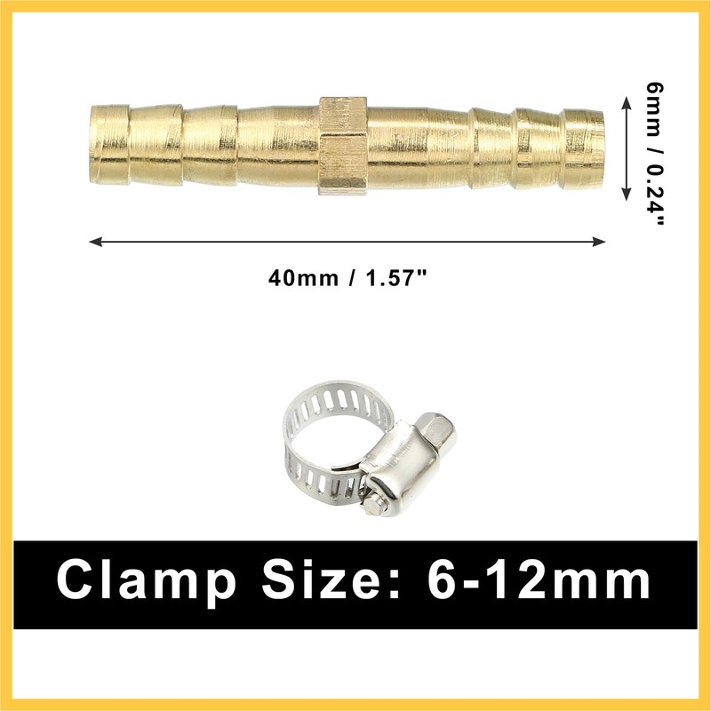 REPAIROCK 1 Set 6mm Copper Hose Barb Fitting Connector with
