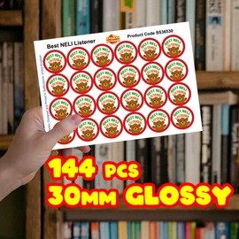 144 Best NELI Listener - 30mm - Glossy Reward Literacy Stickers for Teachers & Parents
