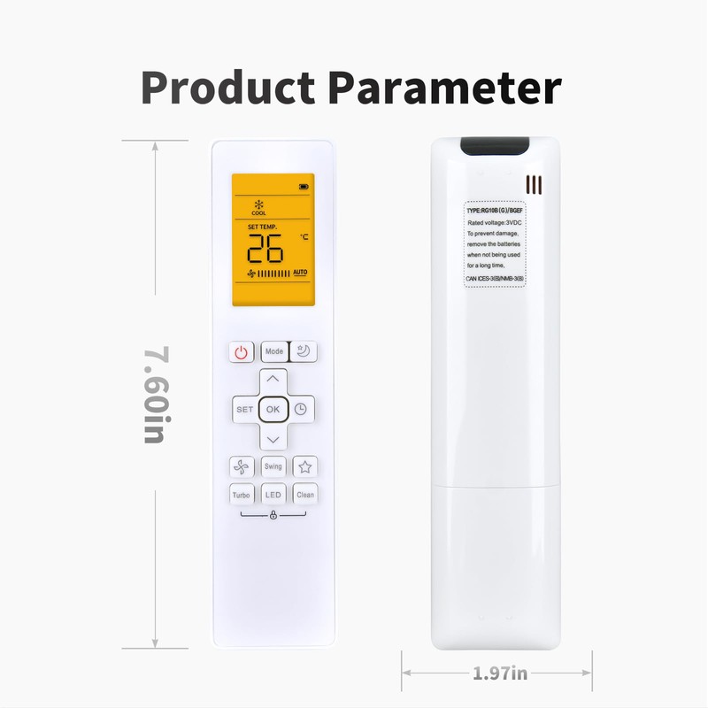 RG10B(G)/BGEF Replacement Remote Control for Midea/Carrier Air Conditioner