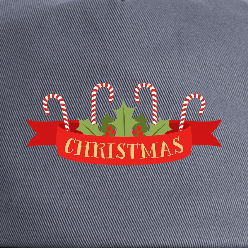 CafePress Christmas Candy Cane Holly Banner Unique Adjustable Baseball Hat