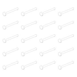 D.Bella 18g Clear Nose Studs Plastic Nose Ring for Work Surgery Flexible Nose Retainer Bioflex Nose Rings Studs Piercing Retainer Bone Shape Flat Top