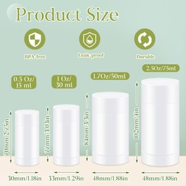 Teenyyou 30 Pcs Empty Deodorant Containers Twist up Filling Stick Plastic Deodorant Container Refillable Bottles Bottomfill Round Lip Balm Tubes for Homemade DIY Lipstick Crayon(75 ml,White)