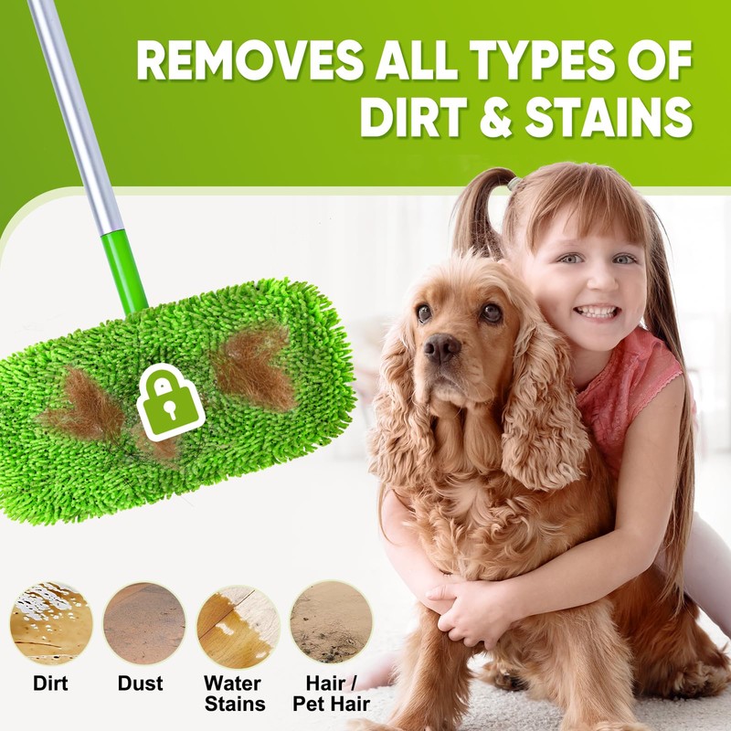 Reusable Mop Pads Fit Swiffer Sweeper, 4-Pack Microfiber Mop Replacement