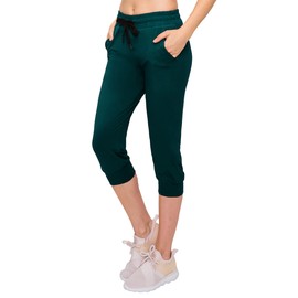 ALWAYS Women's Capri Jogger Pants - Premium Soft Lightweight Skinny Solid Soft Stretch Pockets Sweatpants Dark Teal US 2XL