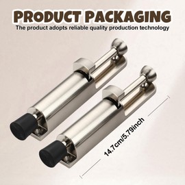 WIYETY Pack of 2 Door Stops with Foot Operation: 147 x 28 mm Zinc Alloy Spring Door Stopper with Screws, Zinc Alloy Pedal Door Stop, Metal Door Lock for Garage Door, Interior Doors and Balcony Doors