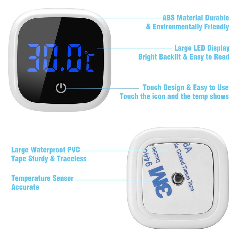 Aquarium Thermometer, Mini Aquarium Thermometer Digital, LED Display, High Precision