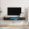 ZJMTOCYU Modern Floating TV Stand with LED Lights, Wall Mounted,
