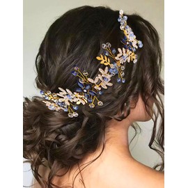 IYOU Braut Hochzeit Haarranke Gold Blatt Kopfschmuck Blume Gast Braut Haarschmuck für Damen