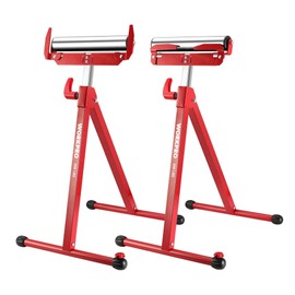WORKPRO Folding Roller Stand Height Adjustable, Heavy Duty 250 LB Load Capacity, Outfeed Woodworking (Upgraded head)
