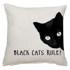 Getagift Black Cats Rule themed Funny Cushion Cover, Throw Pillow Cover. (Linen 45 x 45 CM)