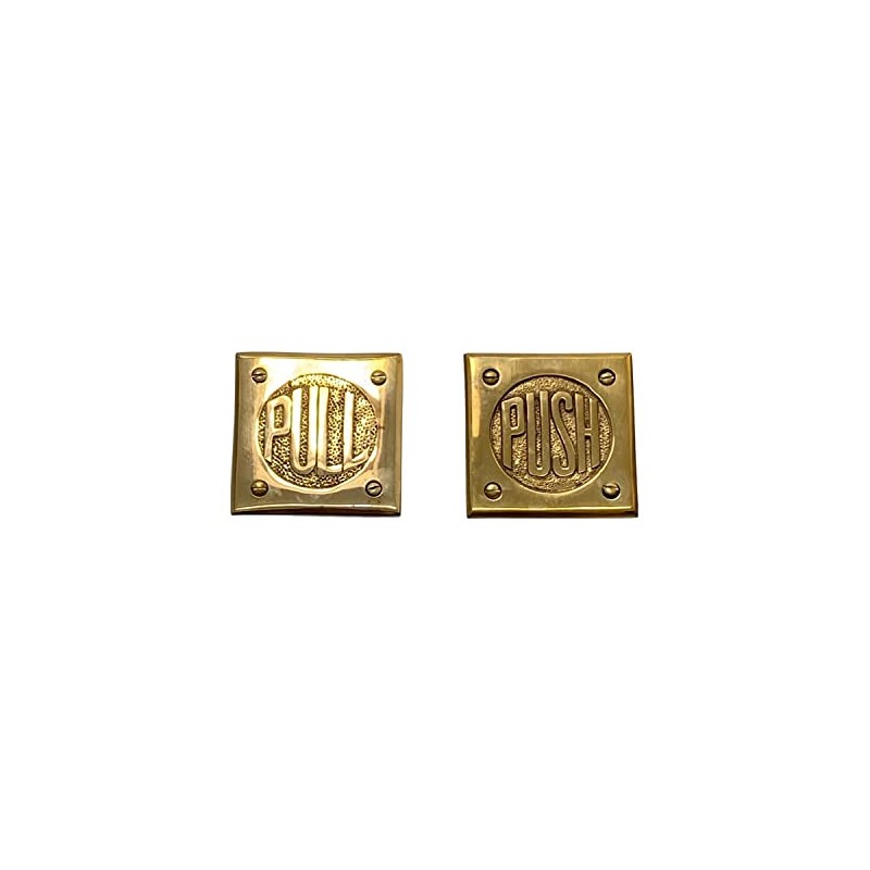 Square Push and Pull Door Plates in Solid Brass with