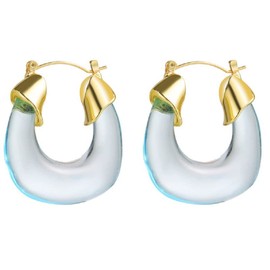 Chunky Resin Acrylic U Shape Hoop Earrings Geometric for Women Girls Minimalist Statement Vintage Transparent Party Jewelry, Acrylic Resin, resin