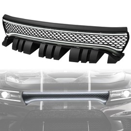 TLAPS 7422438714725 Compatible With 2015-2023 Dodge Charger SRT Matte Black HEX Style Honeycomb Mesh Front Bumper Grill Grille with Startup Sequential/Sequence LED Strip